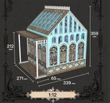 Miniature Greenhouse with Porch DIY Kit – 1/12, 1/6 Scale Dollhouse Furniture Craft Kit Unfinished