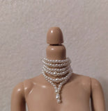 Set of 3 Faux Pearl Doll Jewellery 1:6 Scale Handmade Miniature Necklaces Earrings Bundle