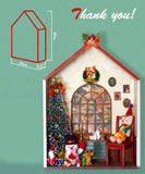Craftuneed 1:6 scale Christmas Dollhouse Miniature Scene Wooden House with Tree Snowman Reindeer Bear & Festive Decor For Dolls