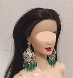1:6 Scale Doll Necklace and Earrings Set Miniature Rhinestone Jewellery Handmade