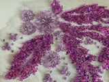 Craftuneed Bundle 2Pcs Luxury Lilac Purple Sequin Lace Applique Beaded Floral Embroidered Patch for Dressmaking, Bridal, Dancewear