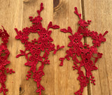 5pcs Wine Red Floral Lace Appliques Embroidered Flower Burgundy Lace Motifs Patches