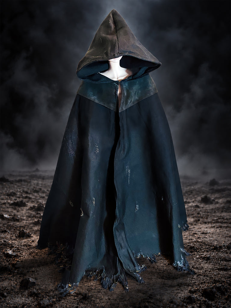 Gothic Doll Black Hooded Cloak Miniature Dark Fantasy Wired Cape 1/6 1/4 1/3 Scale