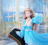Handmade 1:6 Scale Fairytale Romantic Doll Dress with Necklace Miniature Victorian Style Gown