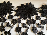 Craftuneed 1.5 Meter Black Floral Embroidered Lace Trim sew on lace trimming with Dangling Details