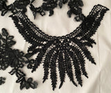 Craftuneed Job lot 8pcs black collar lace motif sew on black floral lace applique patch