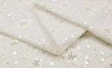 Craftuneed 3 Yards Luxury White Tweed Sequins Embroidered Fabric Floral Sequin Mesh Fabric for Dressmaking Crafts &amp; Decorations