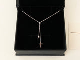 Craftuneed women 925 silver zircon cross pendant necklace baptism jewellery with gift box