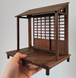 1:12 Scale Japanese Dollhouse Front Handmade Miniature Wooden Facade Shoji Screen Diorama