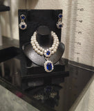 1:6 Scale Doll Faux Pearl Necklace Earrings Crown Miniature Navy Rhinestone Jewellery