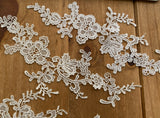 5pcs Floral Embroidered Lace Applique Bundle Ivory White Lace Motif Patches