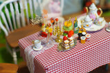 Craftuneed 1:6 scale Dollhouse Portable Tea Time Backdrop Miniature Folding Wooden Cottage Garden Courtyard Scene & Furniture for Dolls