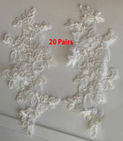 20 Pairs Embroidered Lace Appliques, Floral Tulle Lace Motifs Patch, Sewing Craft Supply