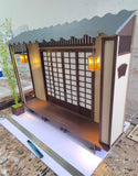 1:6 Scale Miniature Japanese Style House Front Kit with Bamboo Tree and Lantern - Flat Pack Dollhouse Scene
