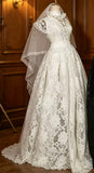 Handmade Doll Wedding Dress and Veil Vintage Lace Bridal Gown 1/6 1/4 1/3 Scale
