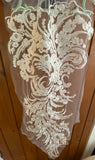 Large Ivory Sequin Lace Applique Bridal Floral Embroidered Lace Motif 79cm
