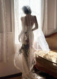 Craftuneed Vintage Inspired Long Ivory Bridal Wedding Veil with Embroidered Lace Trim Available 1.5m to 3m Cathedral Veil
