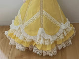 Craftuneed Handmade 1:6 miniature Vintage inspired yellow doll lace dress with delicate ruffle details fit to 28cm - 32cm height dolls