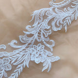 3 Pairs Ivory Sequin Lace Applique Floral Embroidered Bridal Motif Patch