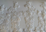 Craftuneed Bundle 6pcs Ivory sequins lace applique sew on bridal embroidered floral tulle lace motif patch