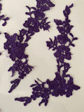 Craftuneed Bundle lot 6pcs purple sew on lace applique embroidered floral lace motif patch