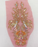 Red Mesh Sequin Beaded Lace Applique Set Embroidery Motif for Couture Sewing DIY