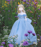 Handmade Sky Blue Doll Fairytale Ball Gown Miniature Dress & Petticoat 1/6 1/4 1/3 Scale