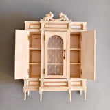 Handmade 1:12 Scale Vintage Dollhouse Cabinet - Miniature Wooden Wardrobe