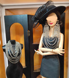 1:6 Scale Doll Rhinestone Necklace or Earrings Miniature Jewellery Accessories Handmade