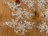 6pcs Ivory Floral Lace Appliques Bridal Wedding Embroidered Flower Lace Motifs