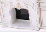 Craftuneed 1:12 Scale Miniature Dollhouse Victorian Style Fireplace Display Cabinet with Shelves & Mirror Doll Storage Furniture