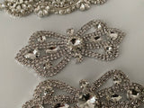 Craftuneed Bundle 4pcs Iron on Silver Rhinestones embellishment motif crystal beads applique patch