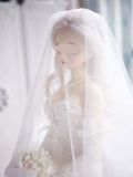 1:3 Scale Doll Wedding Dress Handmade Miniature Mermaid Bridal Lace Gown Veil Outfit