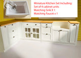 1:6 Scale Dollhouse Miniature Wooden Kitchen Sink Cabinet Bar Table Chairs Furniture