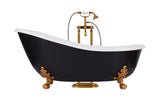 Craftuneed 1:6 Scale Miniature Vintage Clawfoot Bathtub and Freestanding Faucet Dollhouse Bathroom Bath Furniture For Fashion Dolls