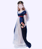 Handmade 1:6 Scale Vintage Romantic Doll Dress – Court Style Gown with Necklace & Hair Accessory