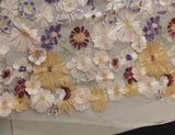 3D Floral Embroidered Lace Fabric – Multi-Color Tulle Mesh Material for Dressmaking, 3Meters