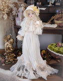 Craftuneed Edwardian Doll Dress with Bonnet for BJD Antique Vintage-Inspired Lace Grown Costume Fits For 1/6 1/4 1/3 Dolls
