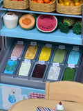 Craftuneed 1:6 Scale Miniature Ice Cream Display Freezer Cabinet with Scoops and Removable Ice Cream Rack Dollhouse Kitchen Furniture