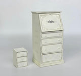 Handmade 1:6 Scale Vintage Dollhouse Cabinet Set, Miniature Secretary Desk Wooden Furniture