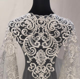 Ivory Beaded Lace Fabric by Meter – Embroidered Bridal Lace Tulle for Wedding DIY