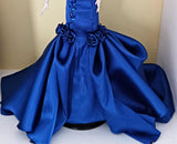 Craftuneed 1:6 Scale miniature doll Royal Blue Ball Gown Dress Beaded Evening Dress with Ruffle and Rose Details