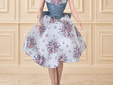 Vintage Inspired Doll Dress & Necklace Earrings Set Handmade 1:6 Scale Floral Gown