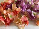 Craftuneed Bundle 21 bunches fabric floral petals sew on glue on hydrangeas flower petals pink red lilac purple