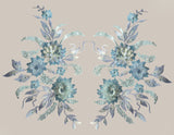 3D Floral Beaded Lace Applique Pair Embroidered Bridal Couture Tulle Motif Patch