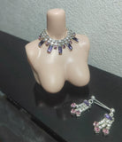 1:6 Scale Doll Rhinestone Necklace and Earrings Set Miniature Jewellery Handmade
