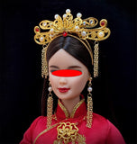 Craftuneed 1:6 Scale Chinese Style Traditional Doll Headpiece Earrings and Necklace Jewellery Set Miniature Asian Bridal Accessories
