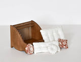 Craftuneed 1:6 Scale Dollhouse Victorian Pet Bed with Cushions Mattress Miniature Wooden Dog Cat Bed Furniture for Fashion Dolls Handmade