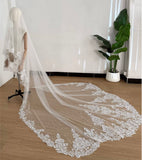 Royal Length Lace Wedding Veil 3.8m Mantilla-Style Cathedral Bridal Veil White