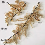 Champagne Gold Rhinestone Lace Applique Pair Beaded Bridal Faux Crystal Bodice Motif Patch